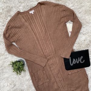 SO Open Ribbed Cardigan 💗 Almond